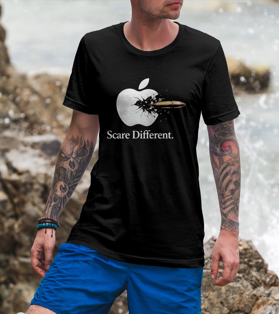 Scare Different Apple Bullet Hole Explosion T-Shirt