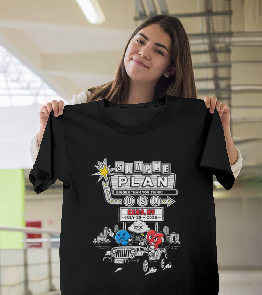Bigger Than You Think Simple Plan USA Tour Reno NV 2026 Jeep Adventure T-Shirt