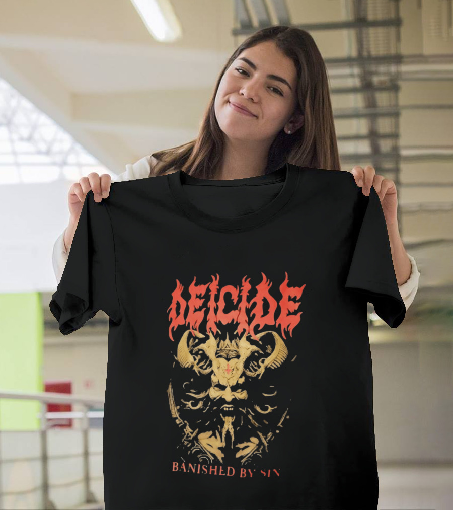 Deicide Banished By Sin Skull And Horns Death Metal T-Shirt