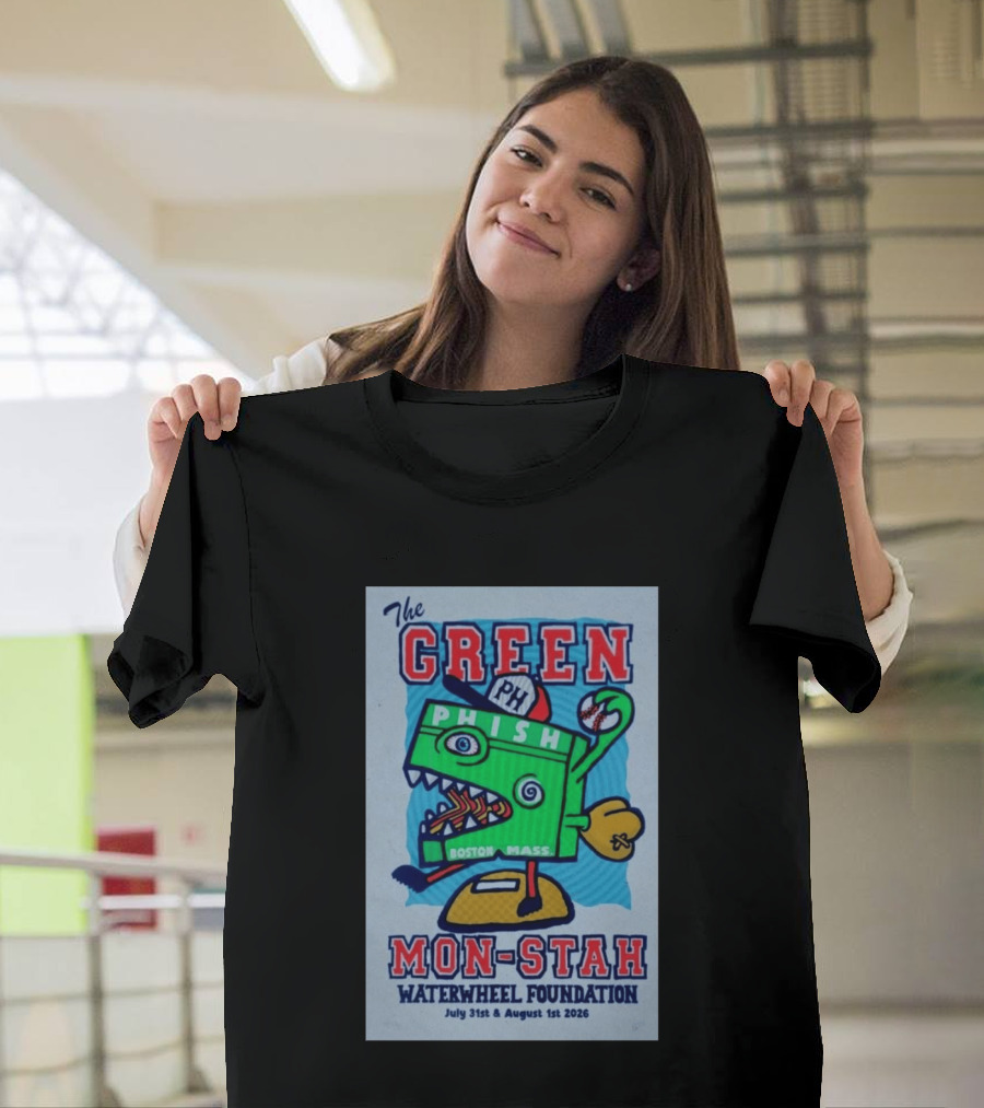 The WaterWheel Foundation The GREEN MON STAH Phish Fenway Park Boston July 31st August 1st 2026 T-Shirt