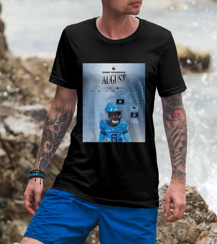 Toronto Argonauts August Game Schedule 2023 CFL Football Player Calendar T-Shirt