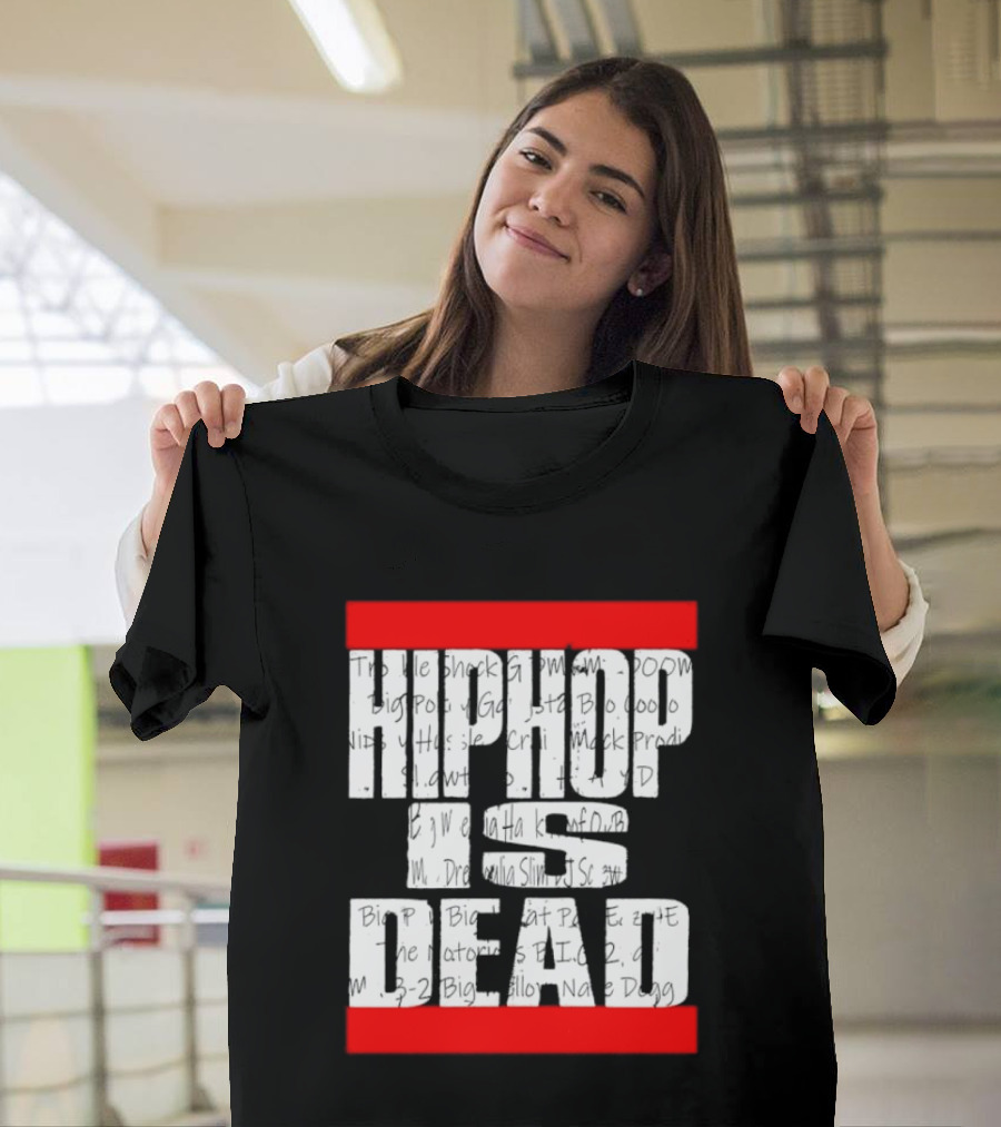 Hip Hop Is Dead White Text With Red Bars T-Shirt