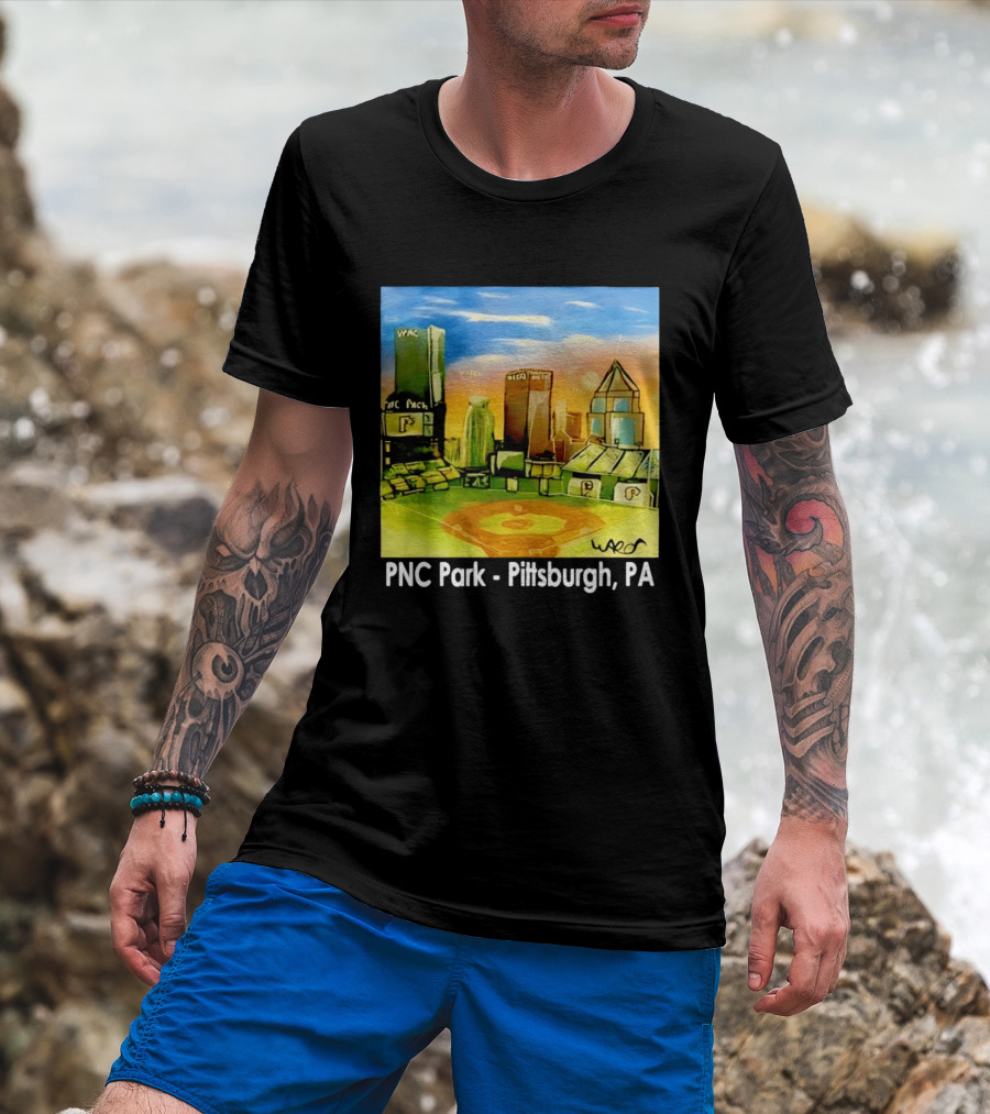 PNC Park Pittsburgh PA Baseball Skyline Art Print T-Shirt
