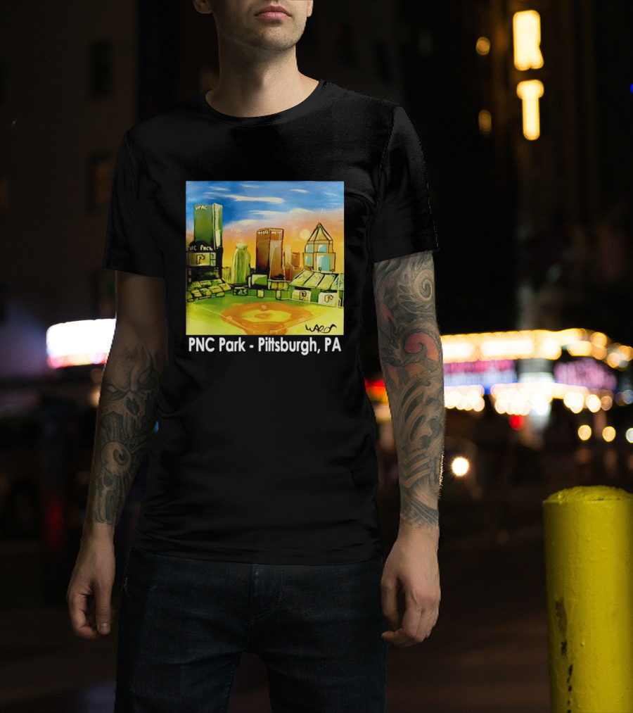 PNC Park Pittsburgh PA Baseball Skyline Art Print T-Shirt