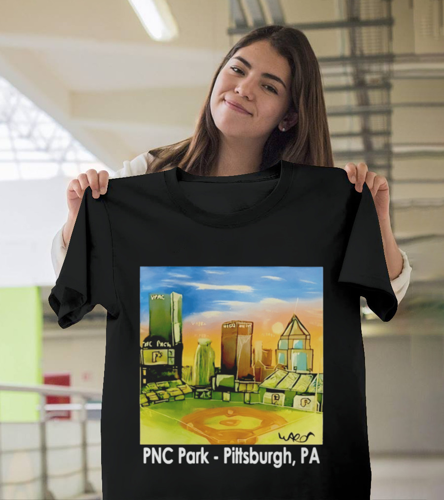 PNC Park Pittsburgh PA Baseball Skyline Art Print T-Shirt