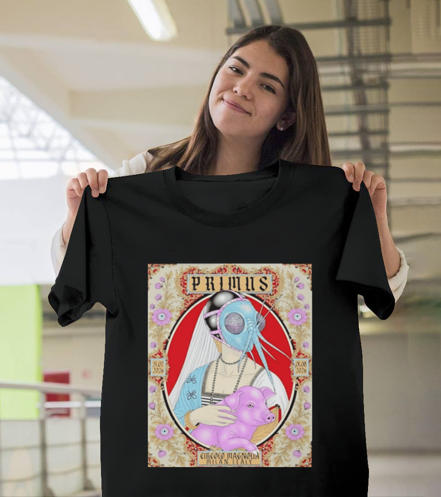 Primus Circolo Magnolia Milan Italy July August 2026 Concert Floral T-Shirt