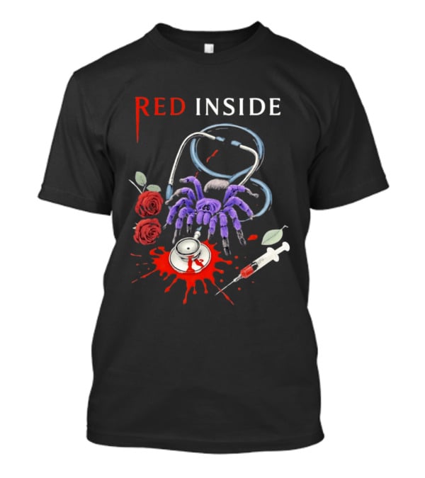 Red Inside Purple Tarantula Stethoscope Syringe Roses T-Shirt