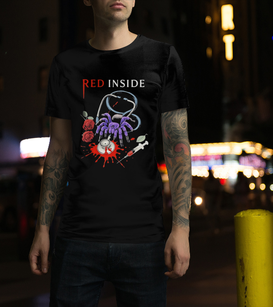 Red Inside Purple Tarantula Stethoscope Syringe Roses T-Shirt
