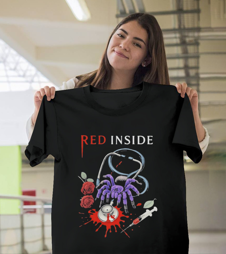 Red Inside Purple Tarantula Stethoscope Syringe Roses T-Shirt