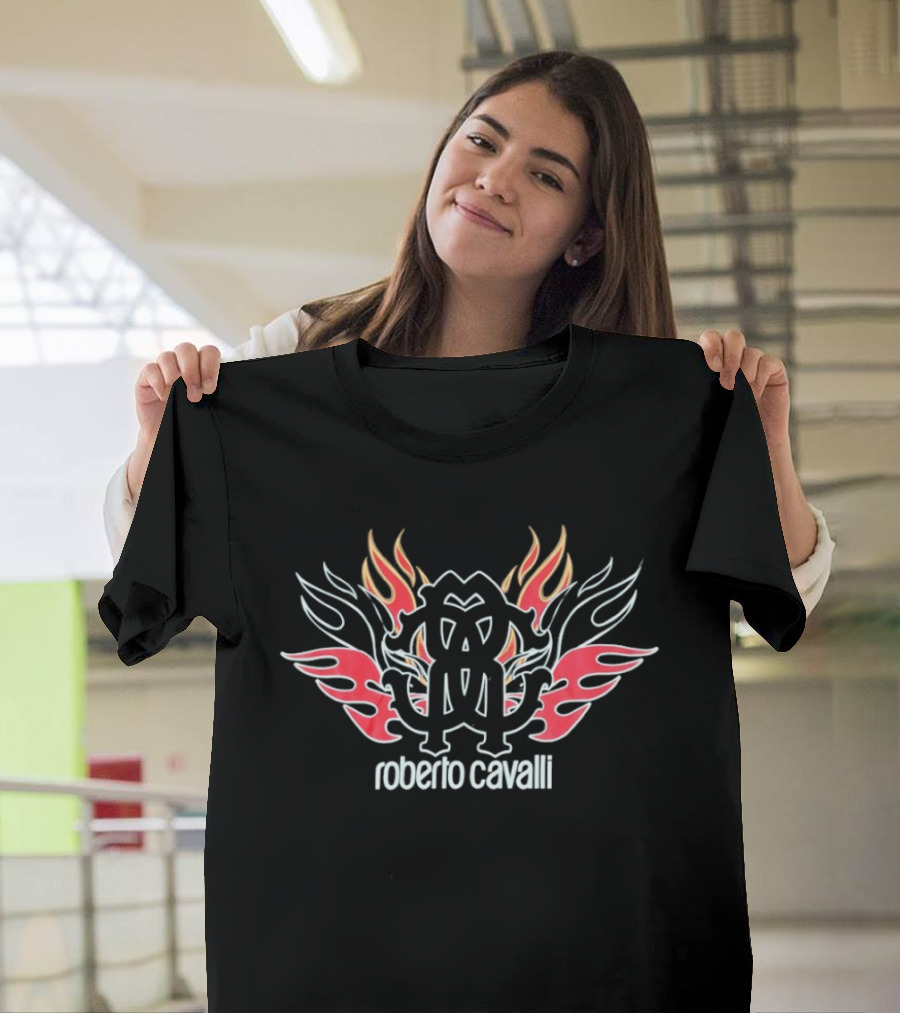 Roberto Cavalli Flaming Logo Fashion T-Shirt