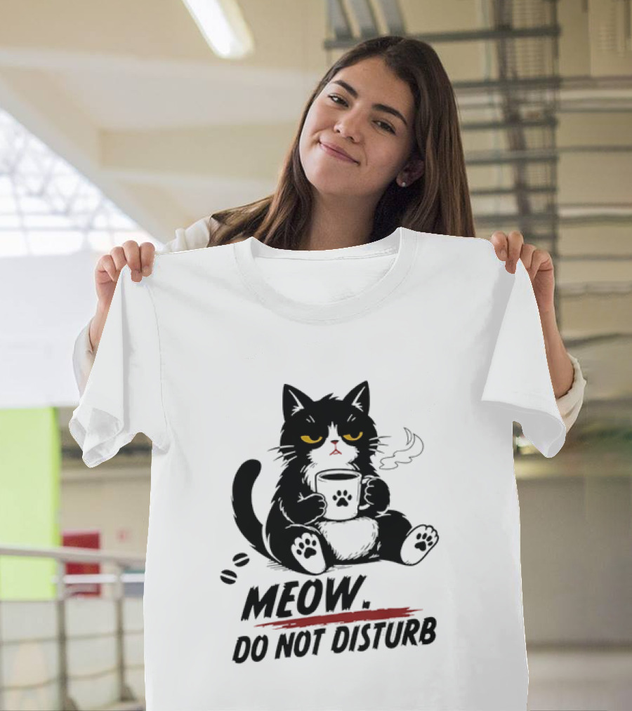 Meow Do Not Disturb Grumpy Cat Coffee Paw Stamp Vapor T-Shirt