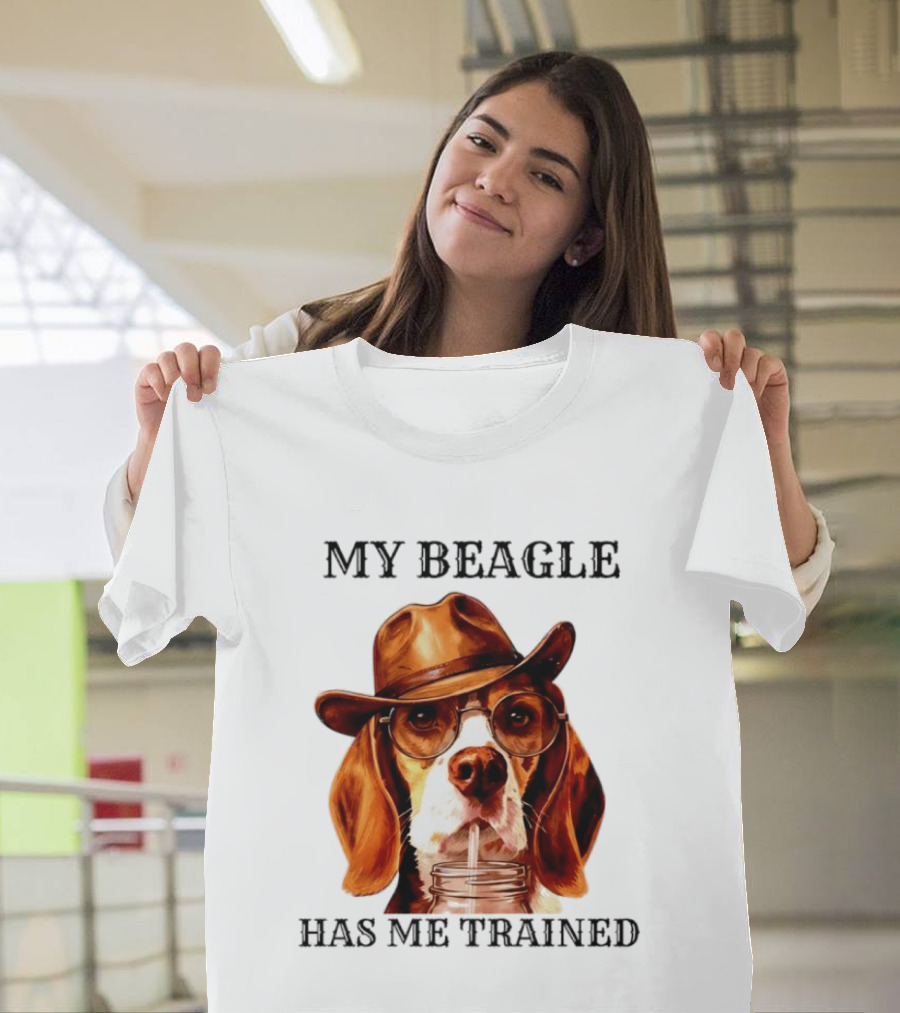 My Beagle Has Me Trained Cowboy Beagle With Hat And Glasses T-Shirt