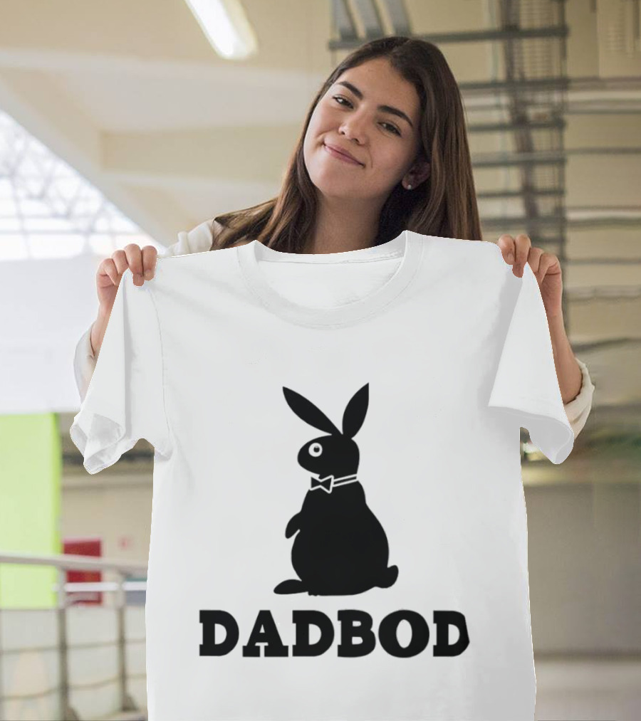 Dadbod Bunny Rabbit Dad Bod Fatherhood Humor Bow Tie T-Shirt