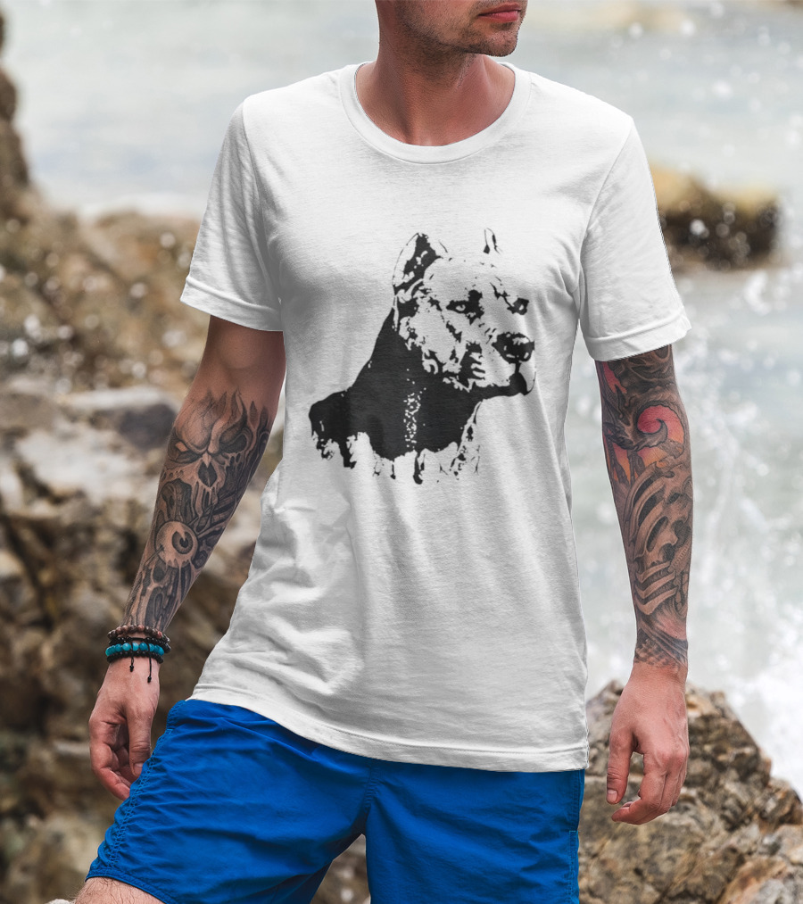 Distressed Pit Bull Dog Face Art For Dog Lovers T-Shirt