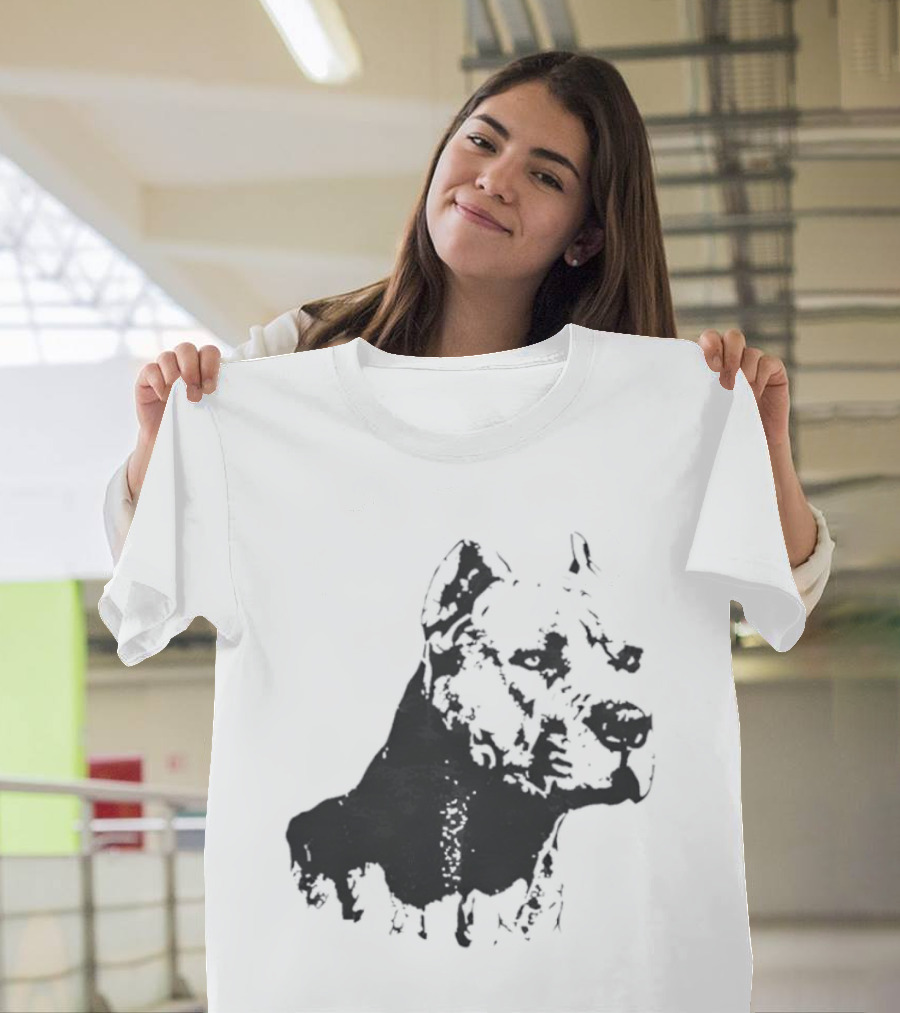 Distressed Pit Bull Dog Face Art For Dog Lovers T-Shirt
