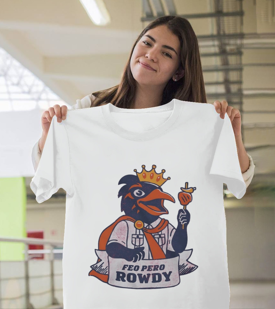 Feo Pero Rowdy Distressed Crow King Feopero With Skewer And Crown T-Shirt