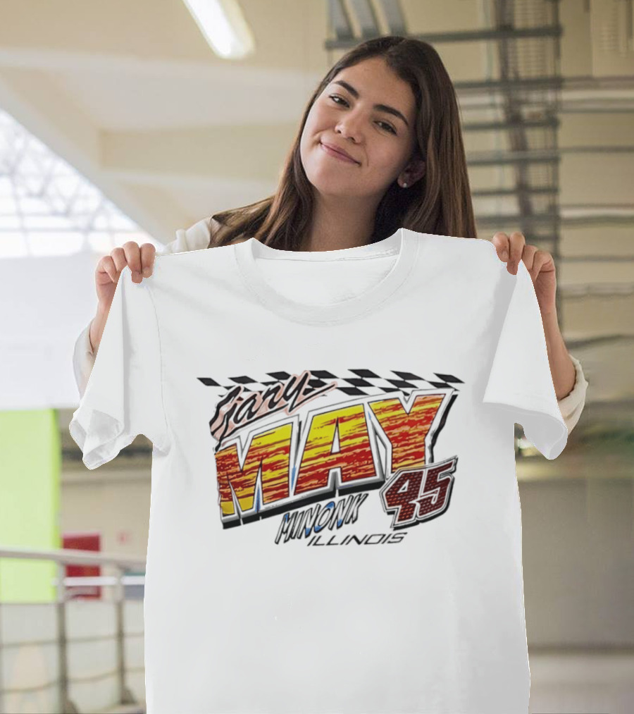 Gary May 45 Minonk Illinois Racing Motorsports Checkerboard T-Shirt