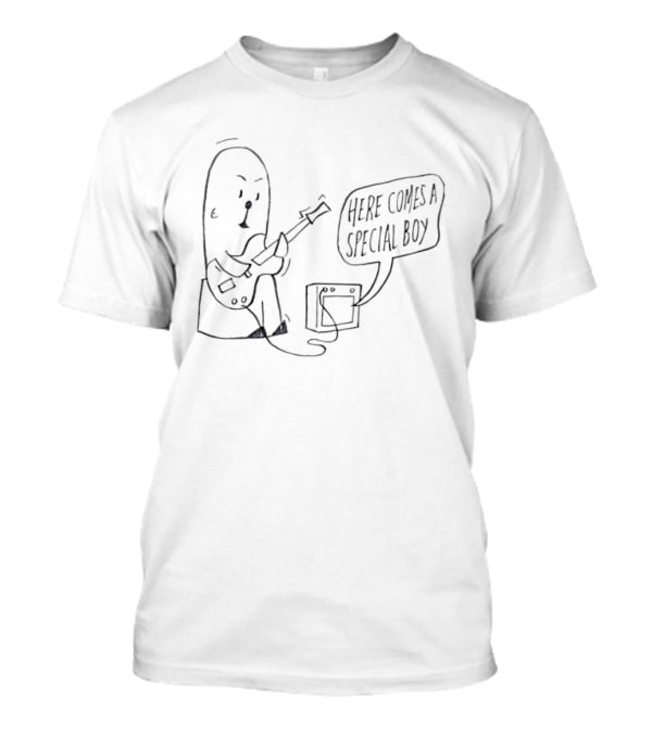 Special Boy Cartoon With Guitar And Amp Here Comes A Special Boy T-Shirt