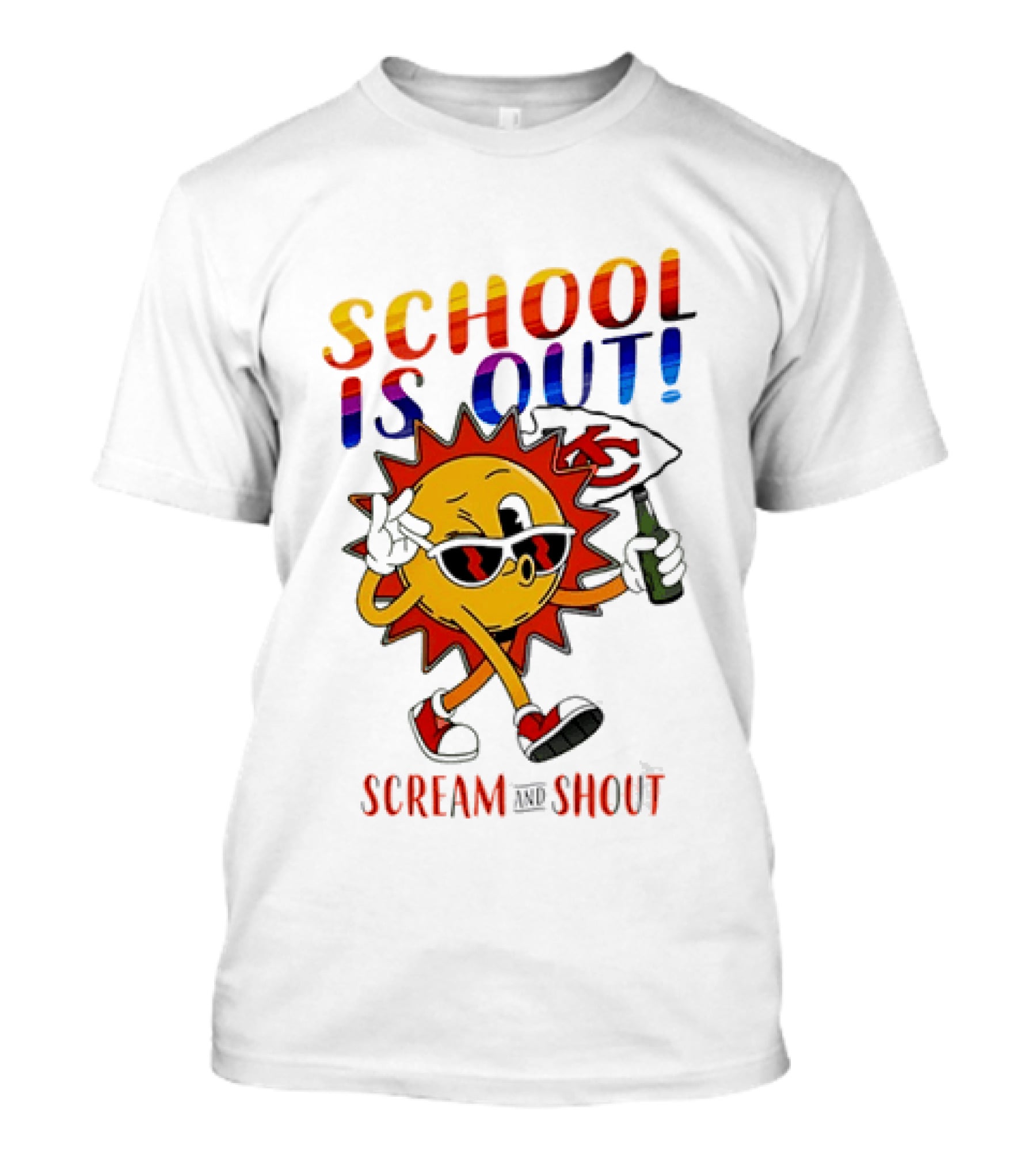 Kansas City Chiefs Sun Character School Is Out Scream And Shout T-Shirt