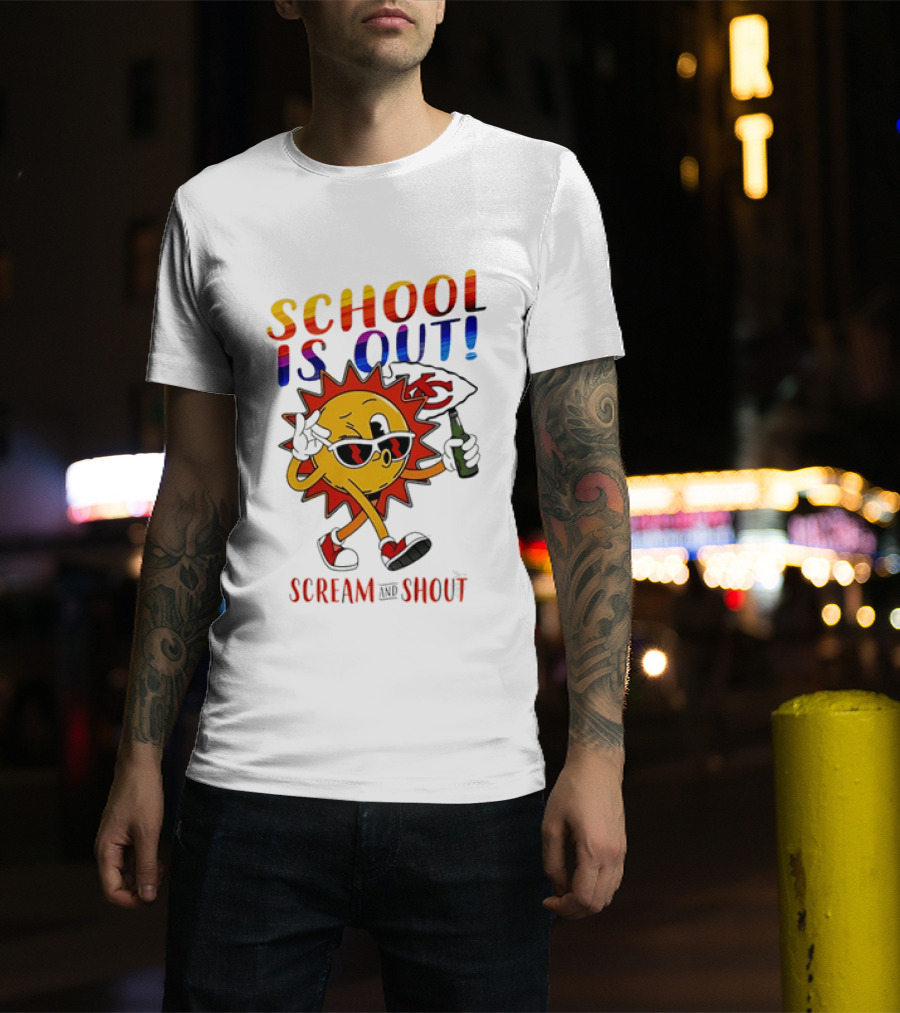Kansas City Chiefs Sun Character School Is Out Scream And Shout T-Shirt