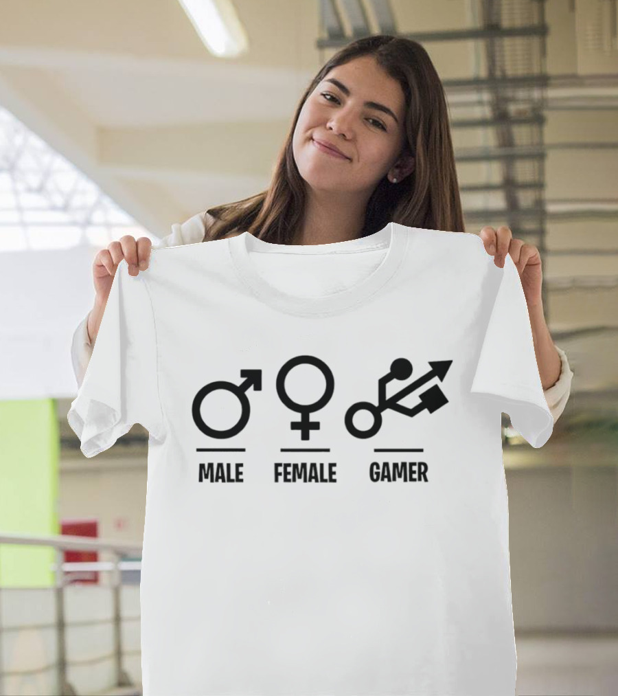 Male Female Gamer USB T-Shirt