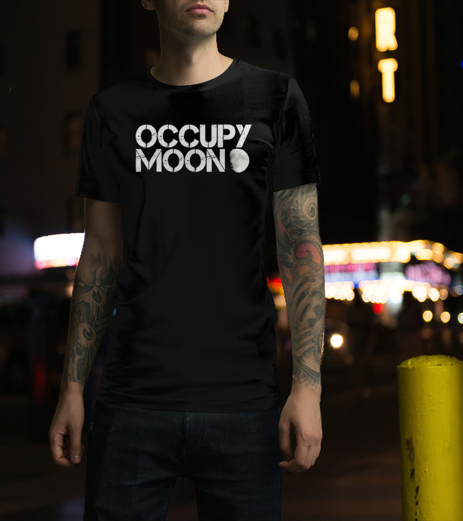 Occupy Moon Distressed Lunar Space Astronomy T-Shirt