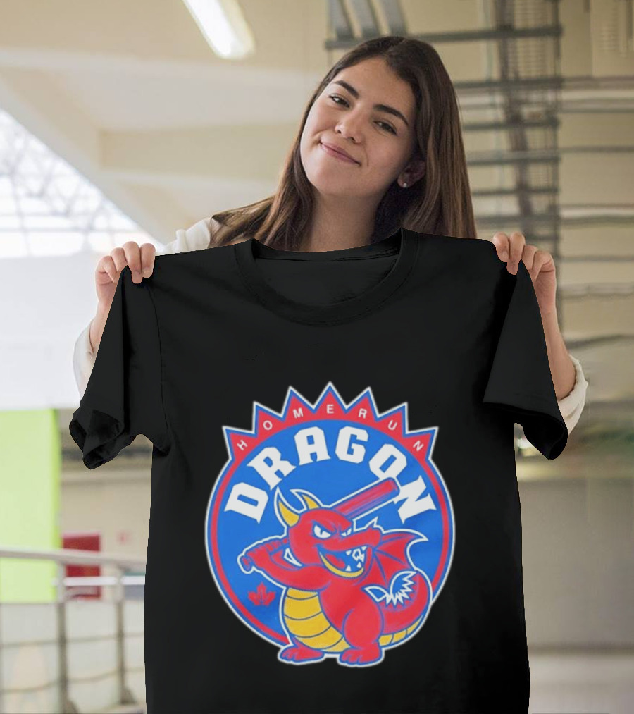 Homerun Dragon Toronto Blue Jays Batter With Red Bat And Maple Leaf T-Shirt