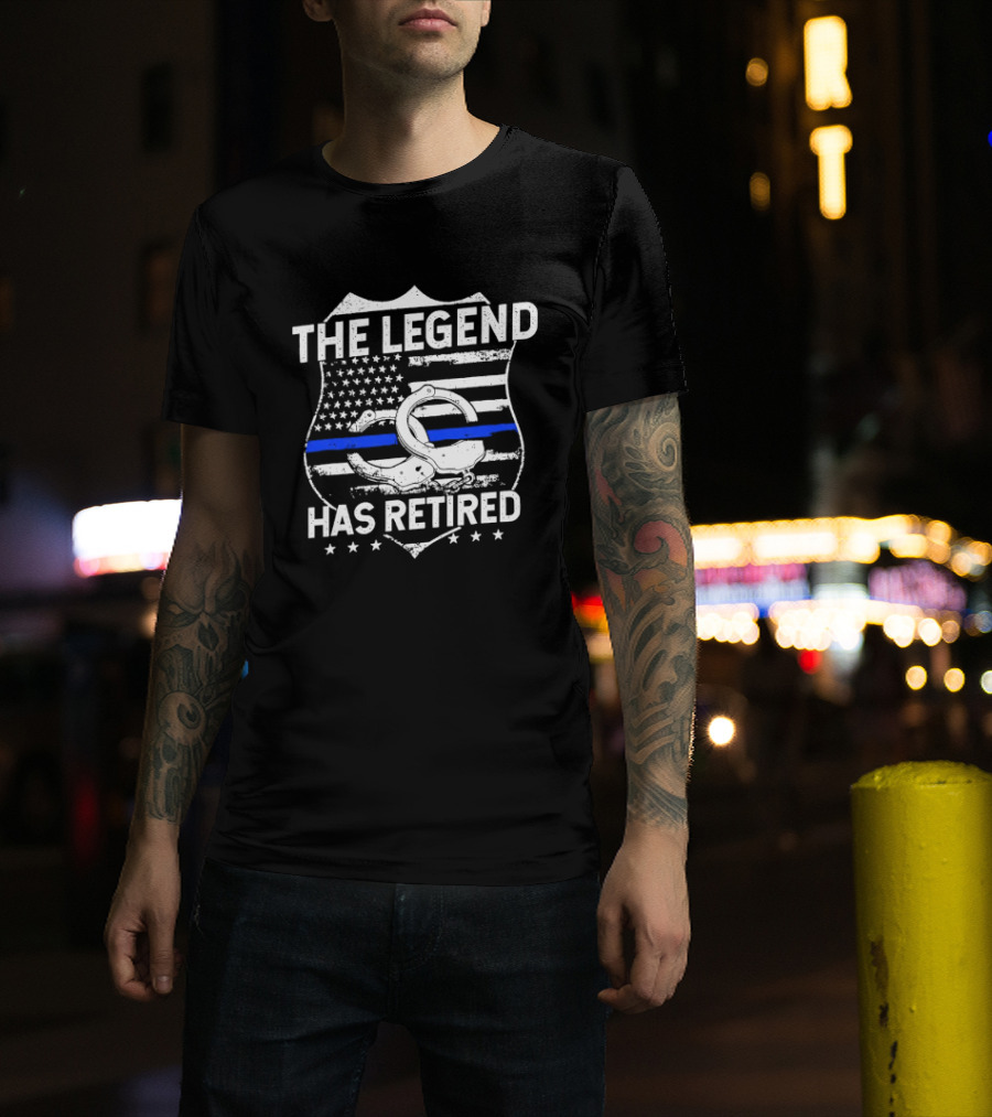 The Legend Has Retired Thin Blue Line Police T-Shirt