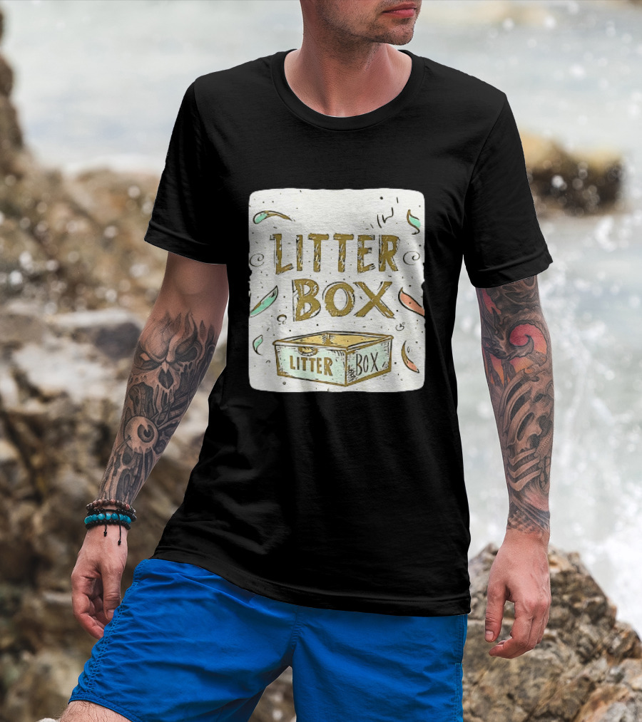 Litter Box Cat Pet Kitten Animal Fun Artwork With Litter Box T-Shirt