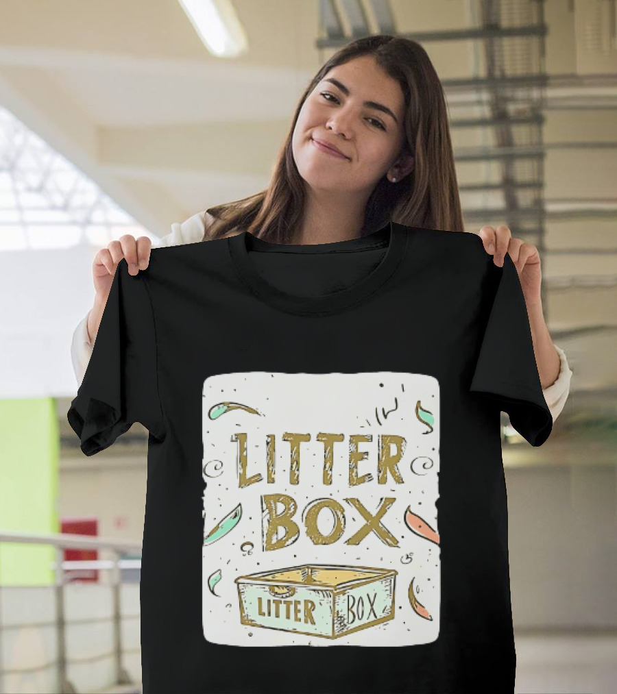 Litter Box Cat Pet Kitten Animal Fun Artwork With Litter Box T-Shirt