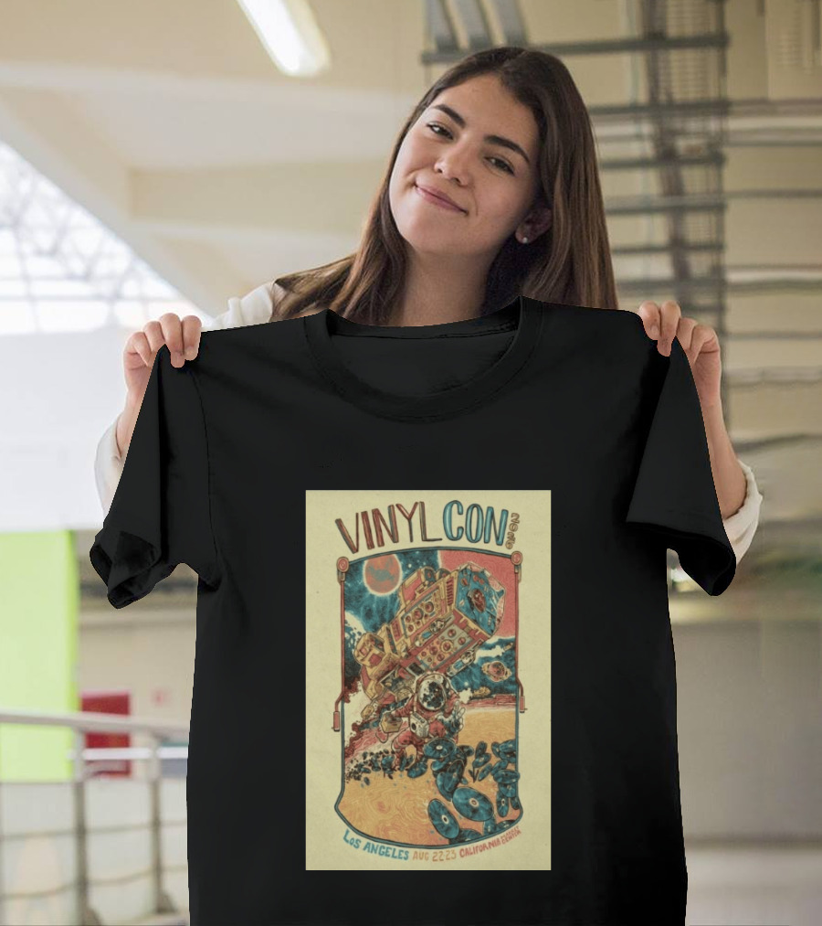 VinylCon Los Angeles August 22 23 2026 California Festival Space Astronaut Turntable T-Shirt