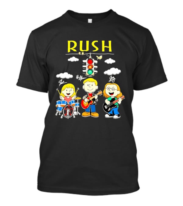 Rush Band Peanuts Parody Neil Peart Cartoon Traffic Light T-Shirt