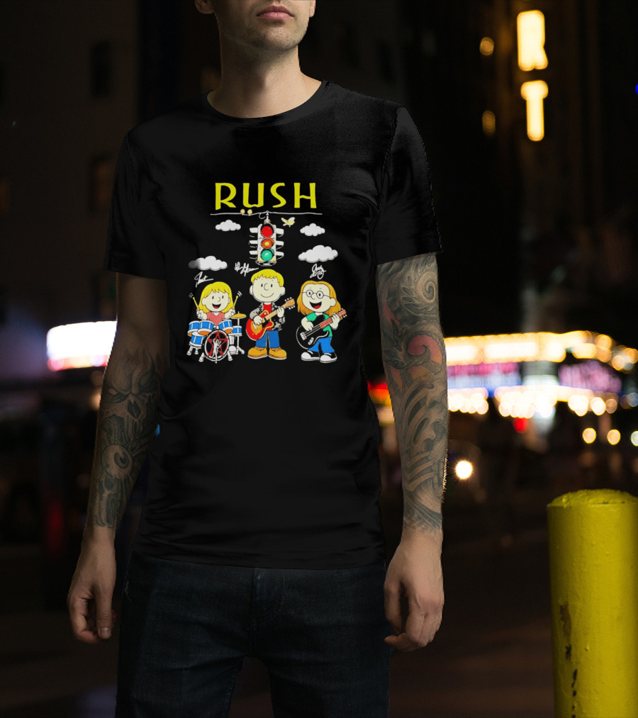 Rush Band Peanuts Parody Neil Peart Cartoon Traffic Light T-Shirt