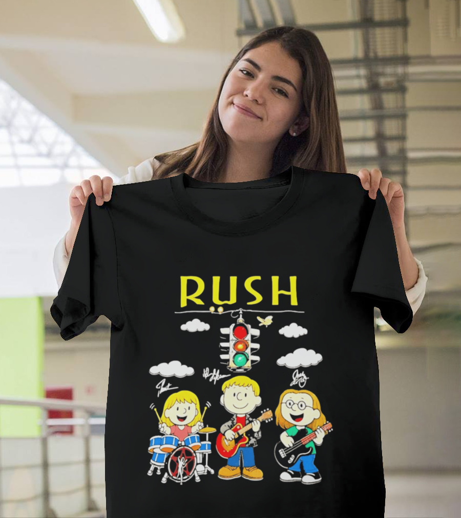 Rush Band Peanuts Parody Neil Peart Cartoon Traffic Light T-Shirt