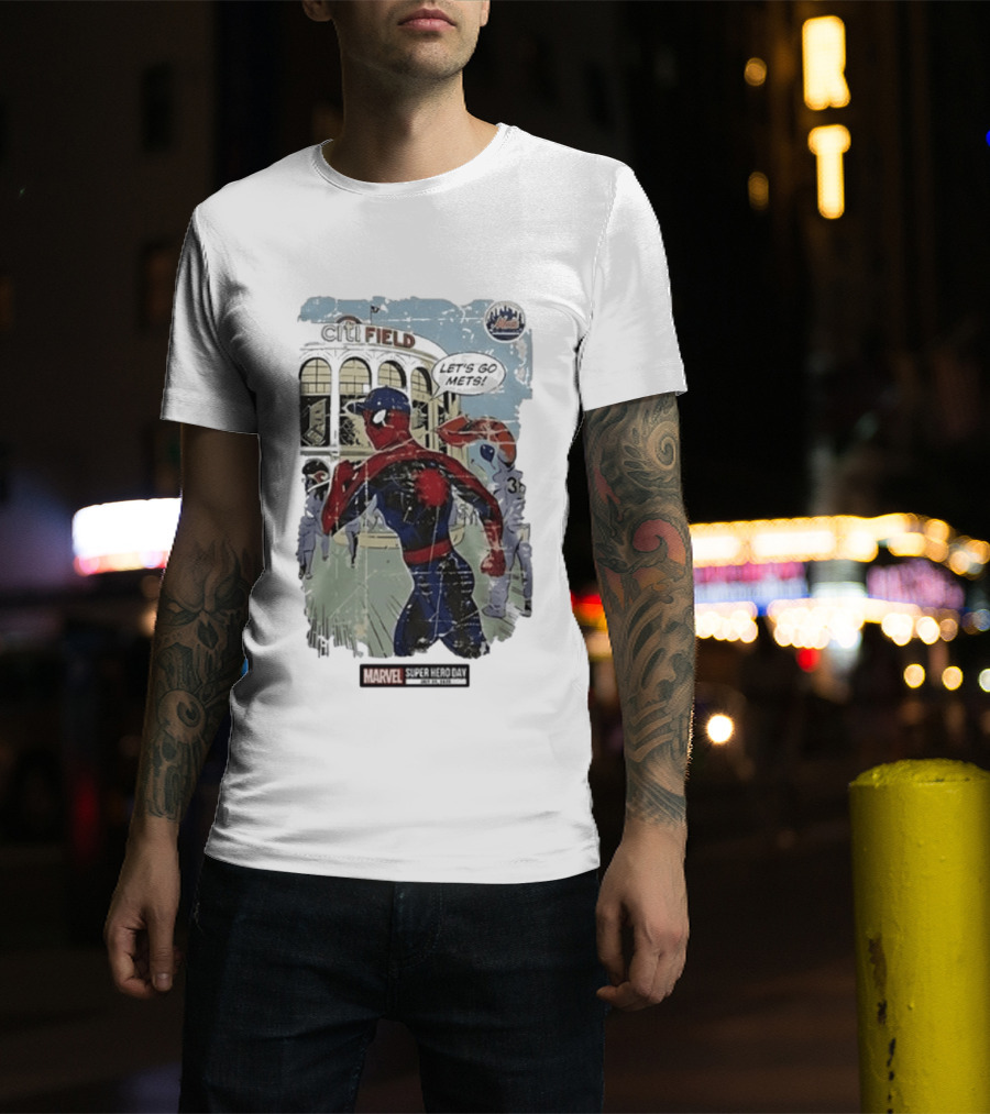 Citi Field Marvel Super Hero Day Spiderman Let's Go Mets 2026 T-Shirt