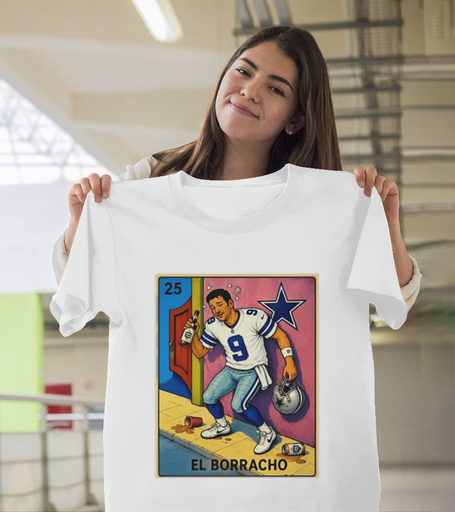 Tony Romo Dallas Cowboys El Borracho Loteria Card 25 T-Shirt