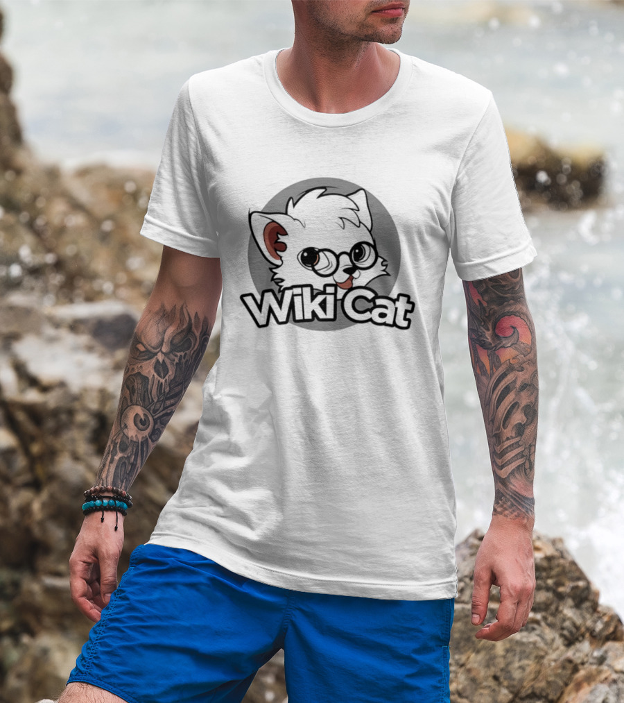 Wiki Cat Feline Character With Glasses T-Shirt