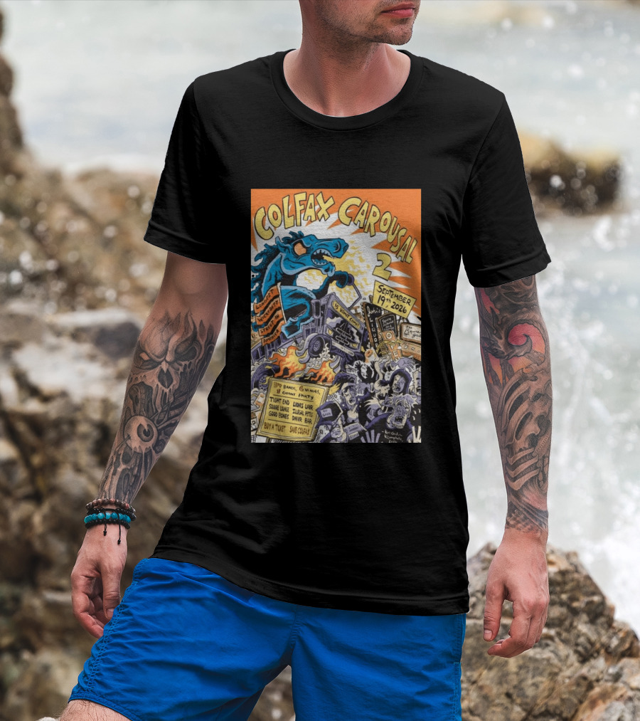Colfax Carousal 2 Longest Wickedest Street September 19th 2026 Bands Venues Gory Party Denver CO T-Shirt