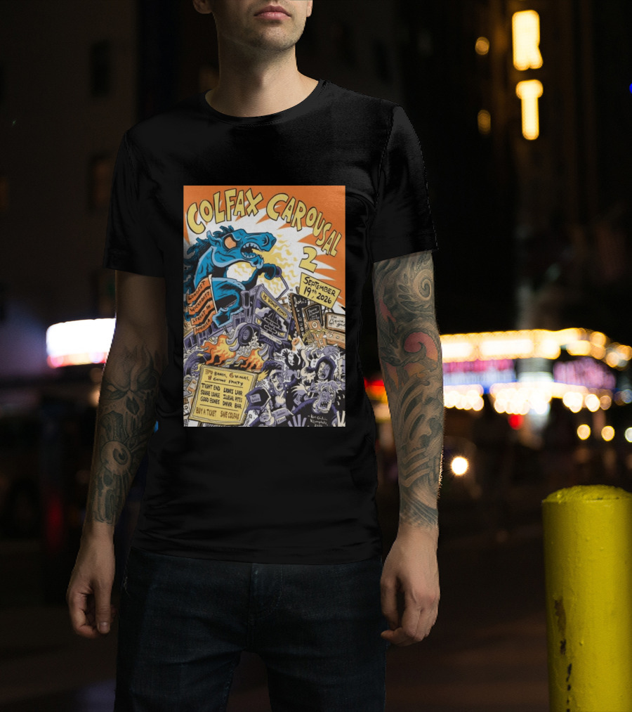 Colfax Carousal 2 Longest Wickedest Street September 19th 2026 Bands Venues Gory Party Denver CO T-Shirt