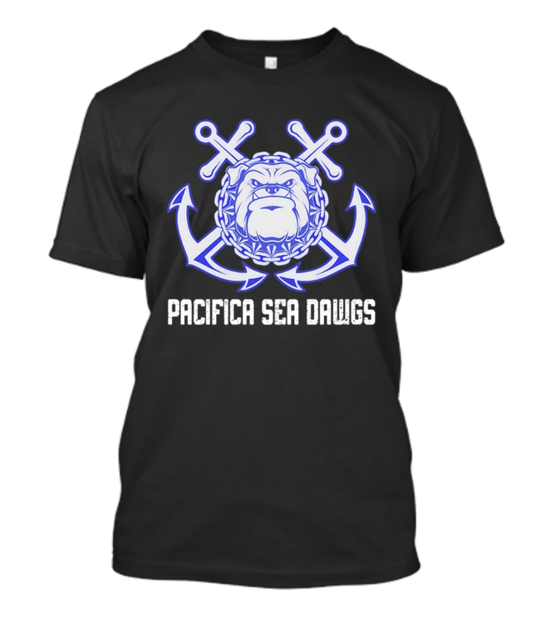 Pacifica Sea Dawgs Bulldog Anchor Crossed Swords Sports Team T-Shirt