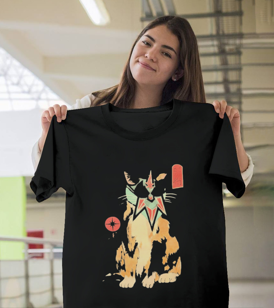 Shimbashi Masked Calico Cat Eastern Symbol And Star T-Shirt