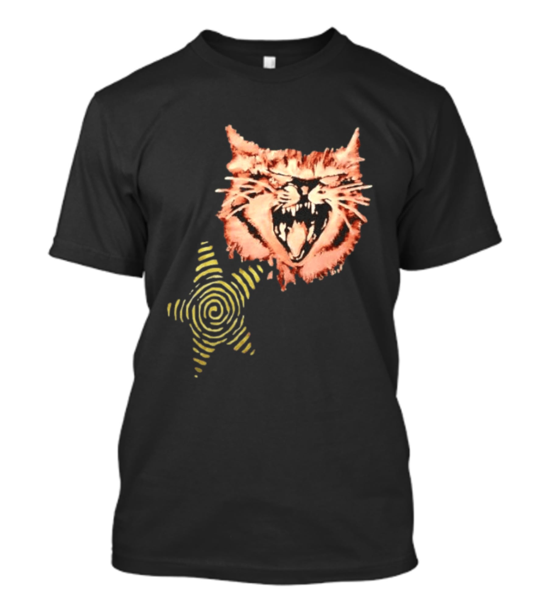 Snarling Cat Spiral Star Alternative Subculture Aesthetic T-Shirt