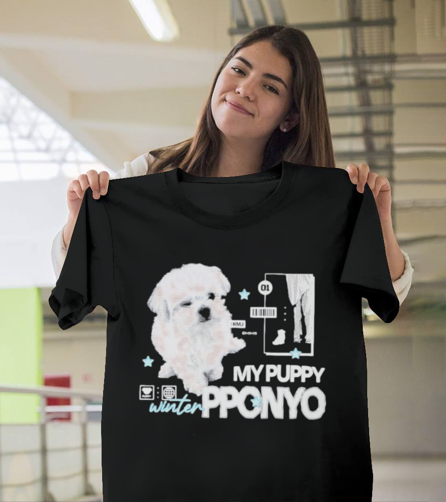 Winter Aespa My Puppy Pponyo KMJ Cute Dog T-Shirt