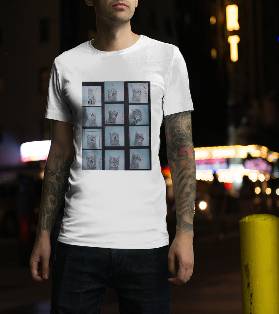 Tabby Cat Film Strip Series With Numbered Frames And Annotations T-Shirt