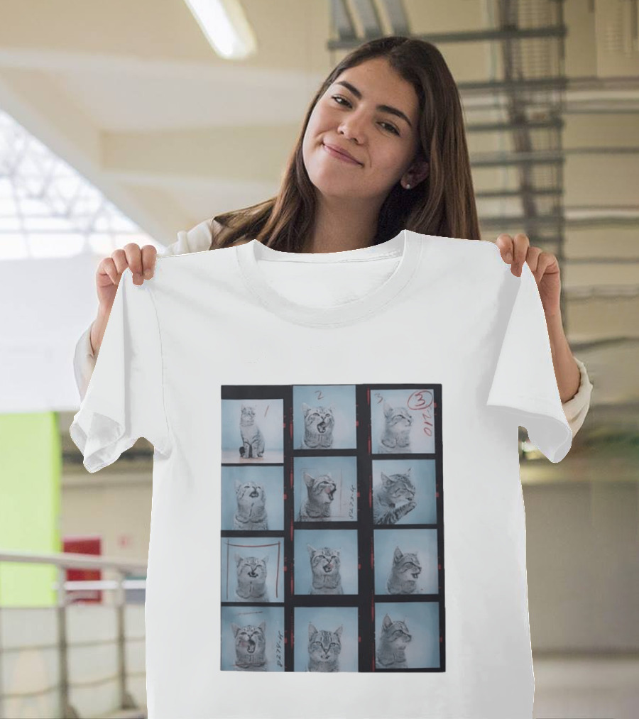 Tabby Cat Film Strip Series With Numbered Frames And Annotations T-Shirt