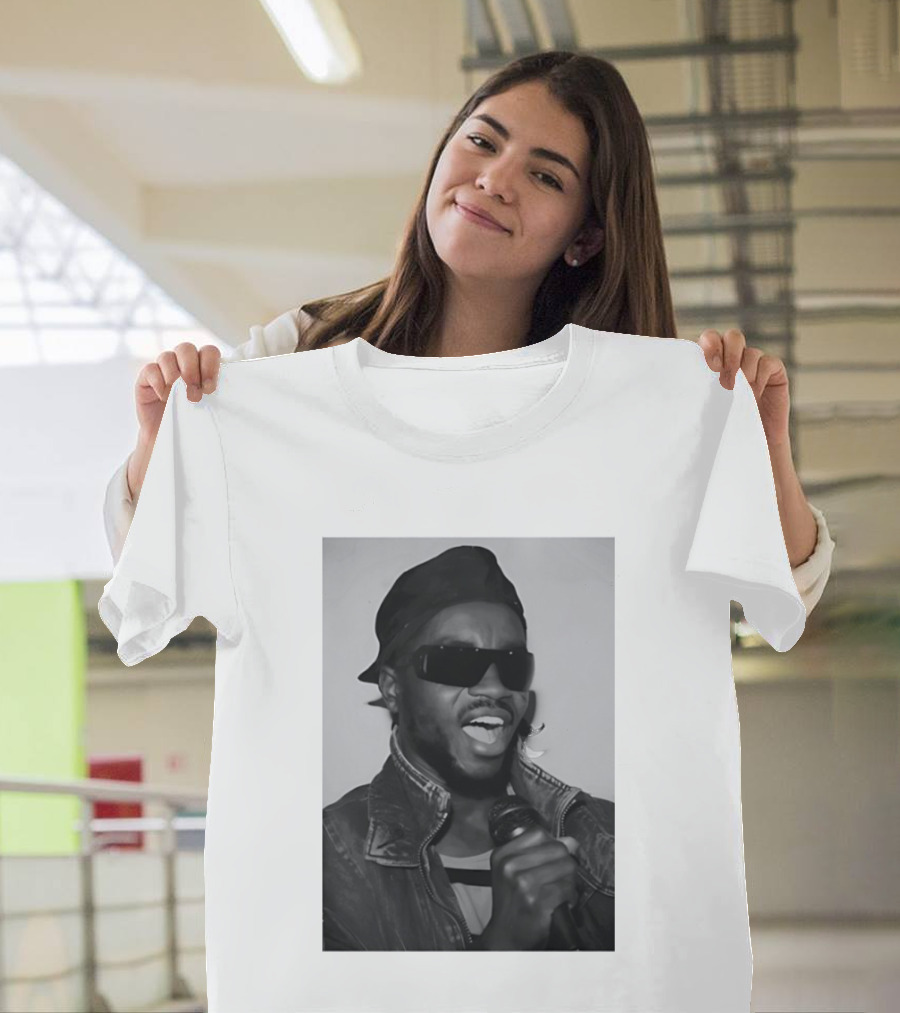 Ata Kak Iconic Ghanaian Musician Highlife Style Sunglasses Microphone Denim Jacket T-Shirt