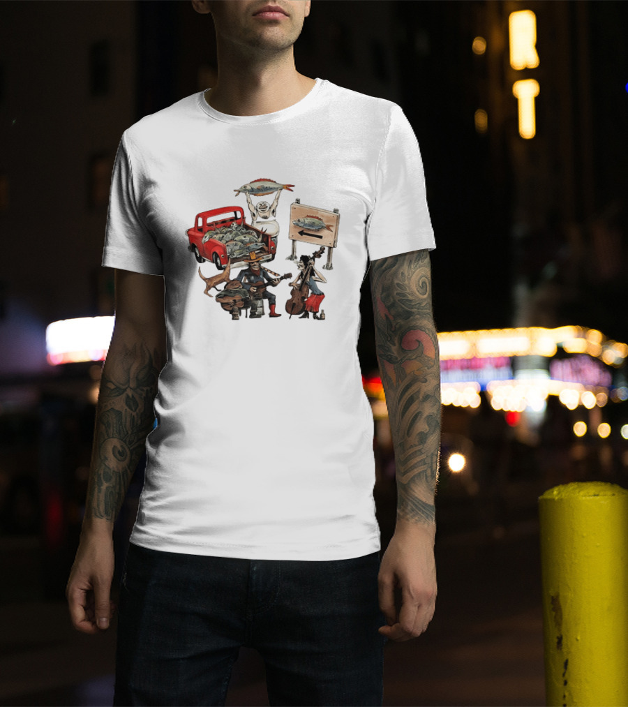 Bluegrass Band Jam Session With Truckload Of Fish And Red Pickup T-Shirt