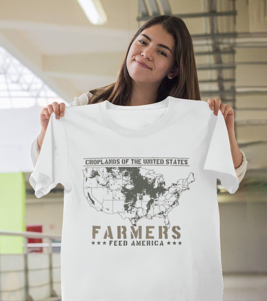 Farmers Feed America Croplands Of The United States Map T-Shirt