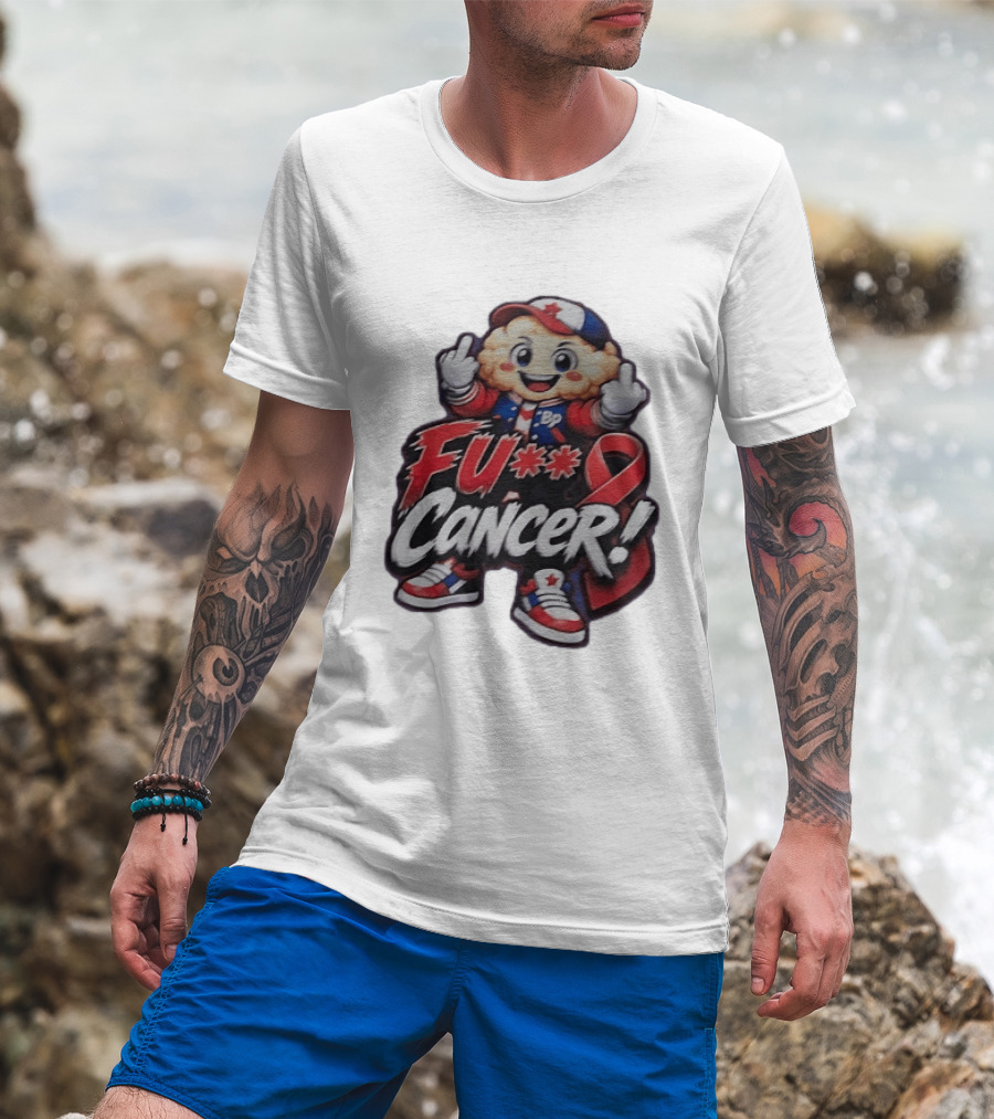 Fu Cancer BP Kid With Awareness Ribbon Support T-Shirt