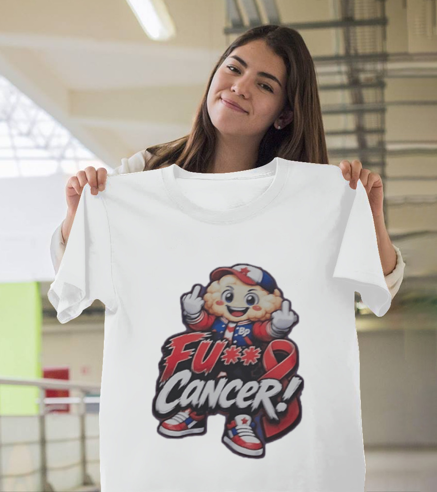 Fu Cancer BP Kid With Awareness Ribbon Support T-Shirt